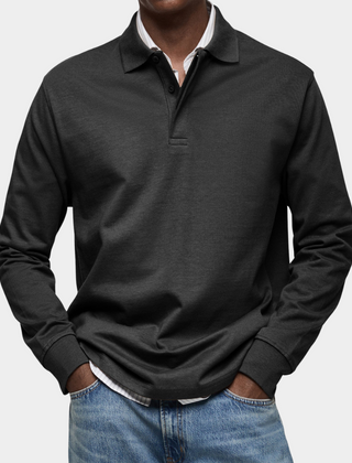 Angus | Classic Long Sleeve Polo – Black