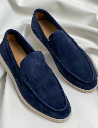 Ronan | Vintage Style Leather-Look Loafers – Dark Blue