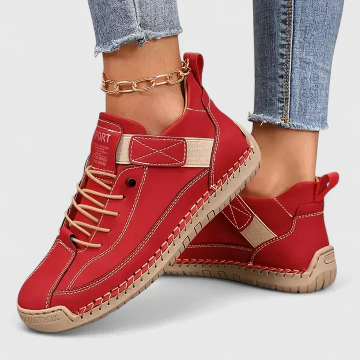 Davina | Cushioned Orthopaedic Wide Fit Sneakers – Red