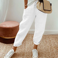 Elsie | Women's Flowing Pants with Elastic Waist – White