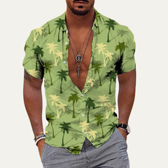 Flinn | Men's Soft Hawaiian Floral Shirt for Holidays – Light Olive Green