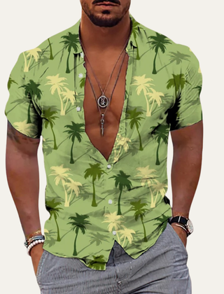 Flinn | Men's Soft Hawaiian Floral Shirt for Holidays – Light Olive Green