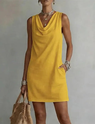 Nerys | Mini Dress with Pockets – Yellow
