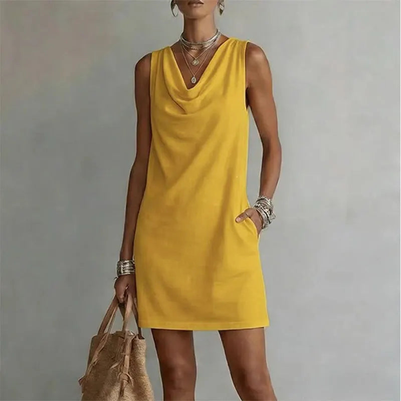 Nerys | Mini Dress with Pockets – Yellow