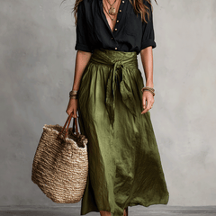 Quincey | Boho Skirt and Top Set – Black