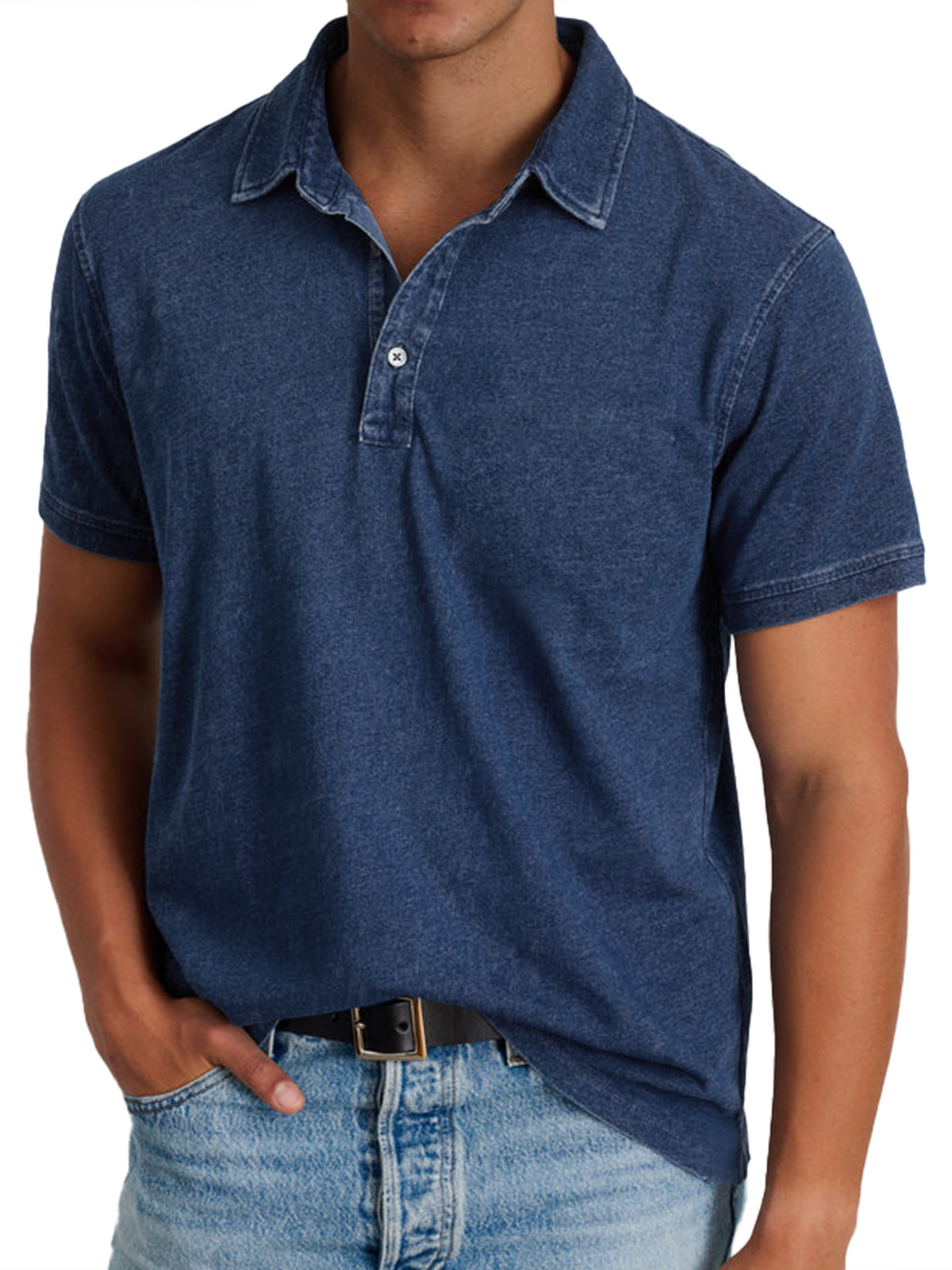 Harvey | Men's Classic Polo with Button Placket – Navy