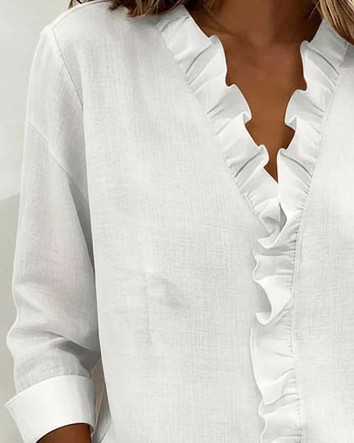 Etta | Ruffle Blouse with V-Neck