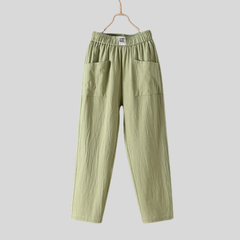 Thea | Relaxed Pants with Front Pockets – Green