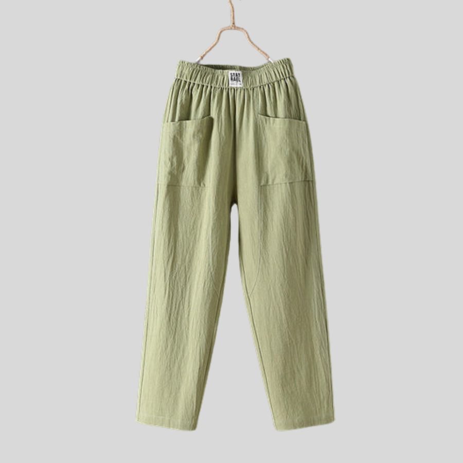 Thea | Relaxed Pants with Front Pockets – Green