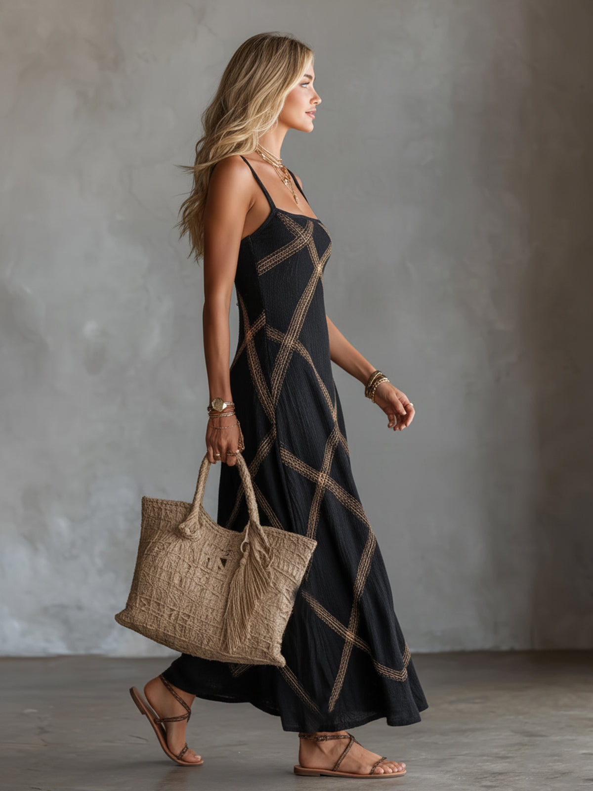 Wilhelmina | Geometric Print Maxi Dress