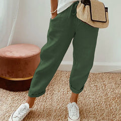 Elsie | Women's Flowing Pants with Elastic Waist – Green