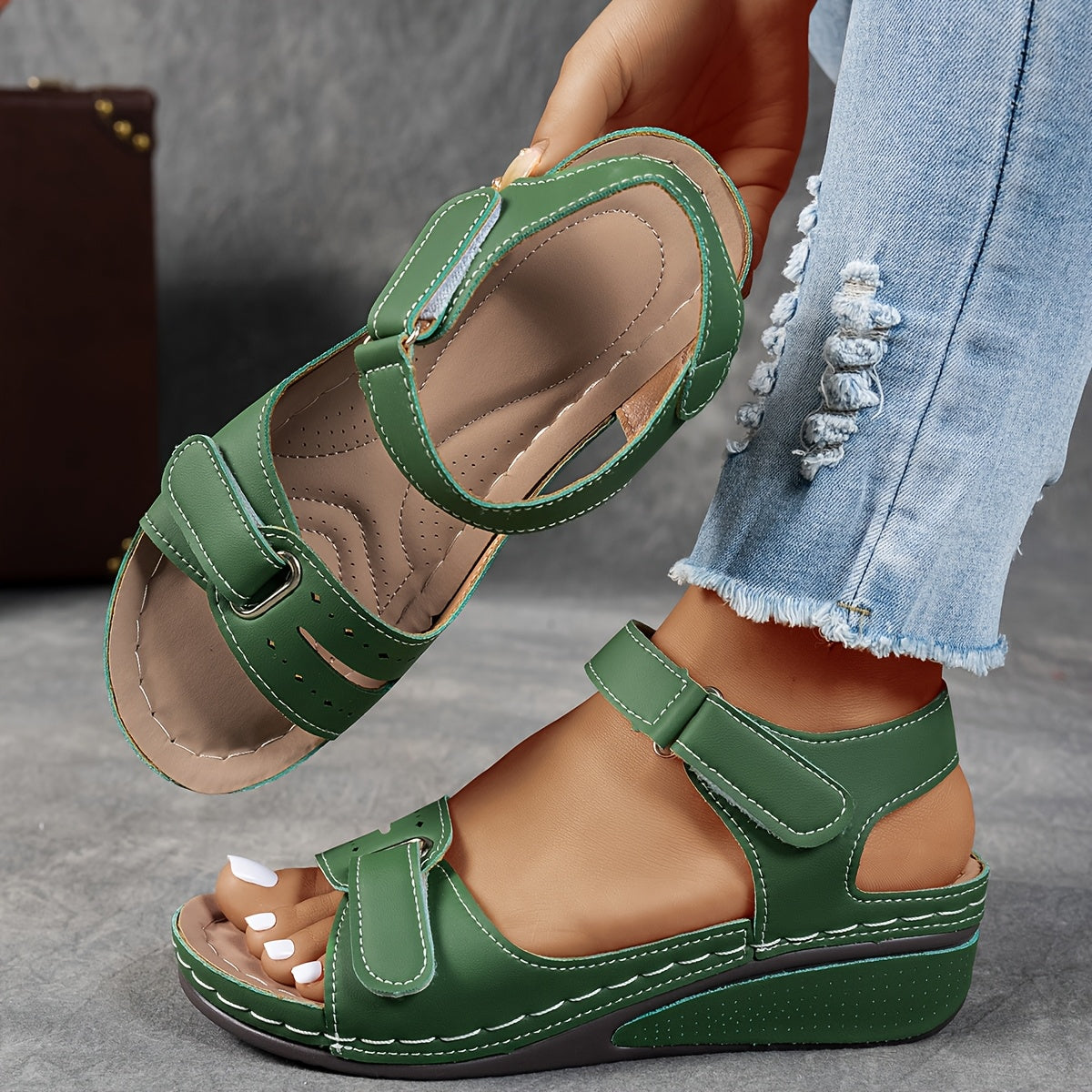 Dinah | Supportive Orthopaedic Slide Sandals – Army Green