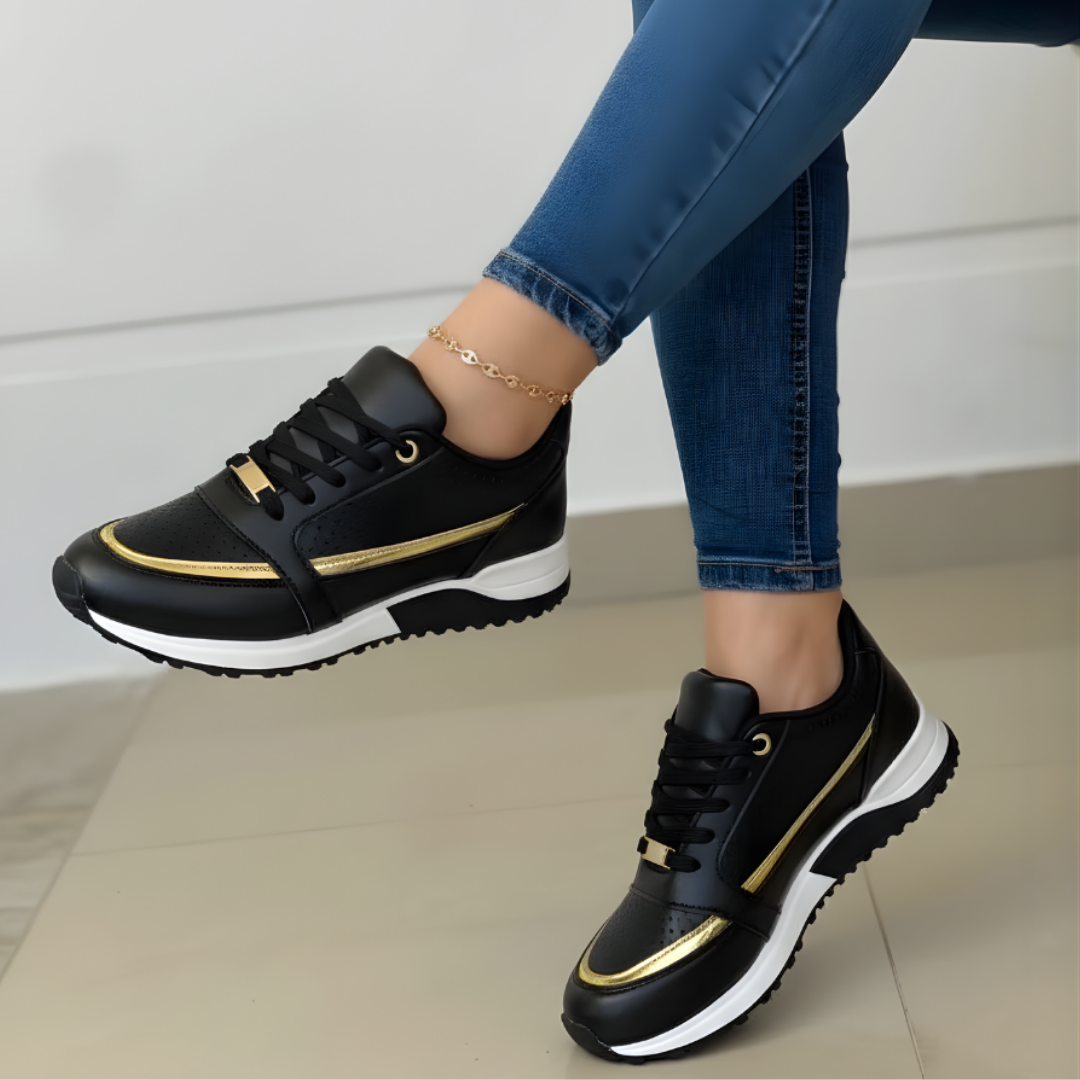 Fleur | All-Day Orthopaedic Walking Sneakers – Black