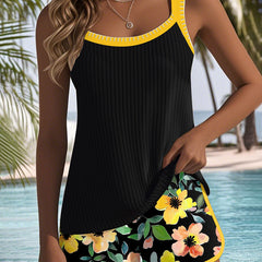 Coco | Two Piece Tankini with Swim Shorts – Yellow