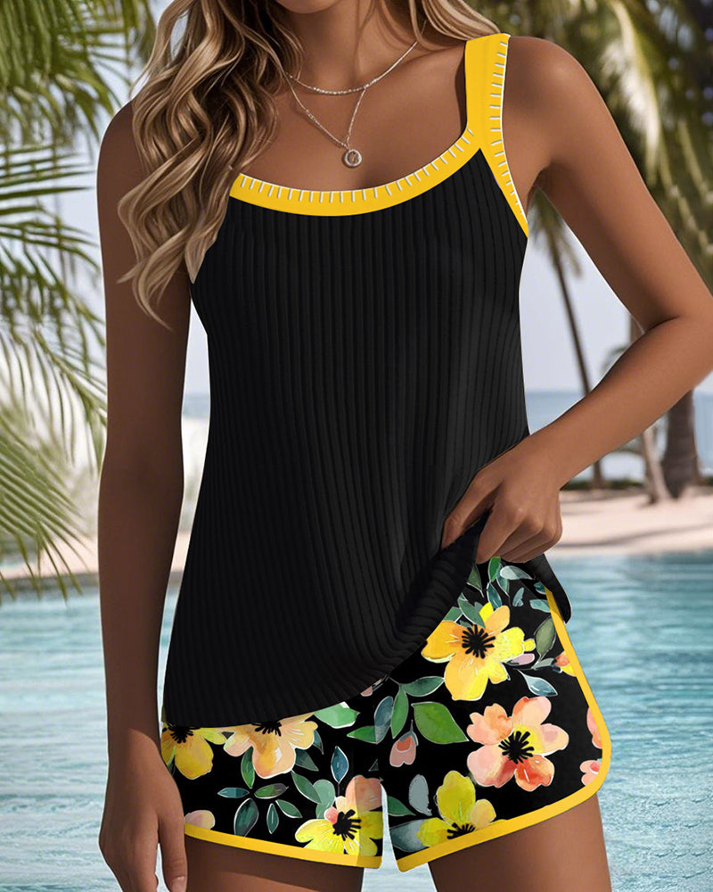 Coco | Two Piece Tankini with Swim Shorts – Yellow