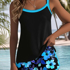 Coco | Two Piece Tankini with Swim Shorts – Blue