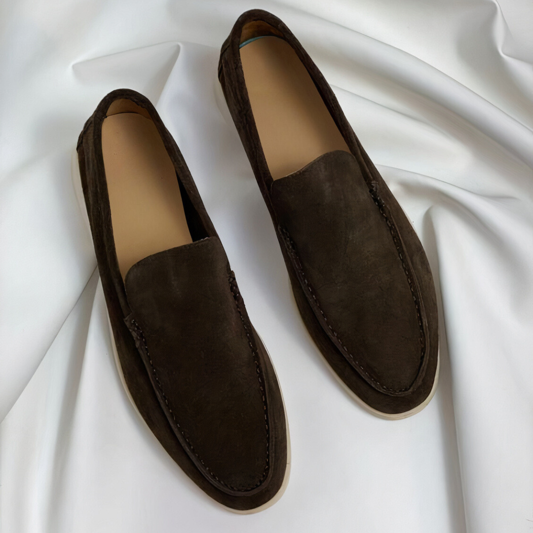 Ronan | Vintage Style Leather-Look Loafers – Brown