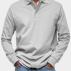 Angus | Classic Long Sleeve Polo – White