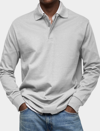 Angus | Classic Long Sleeve Polo – White