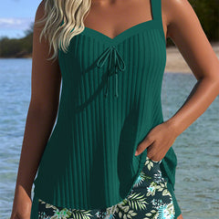 Bellamy | Women's Striped Tankini with Swim Shorts – Green