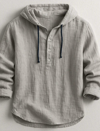 Nash | Linen Shirt with Hood – Grey