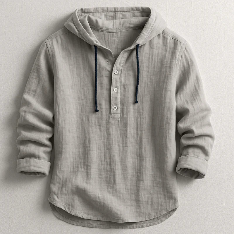Nash | Linen Shirt with Hood – Grey