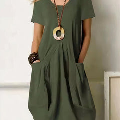 Junia | Casual Flow Dress with Pockets – Green