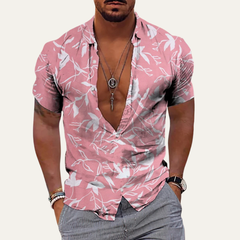 Flinn | Men's Soft Hawaiian Floral Shirt for Holidays – Soft Pink