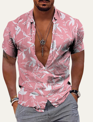 Flinn | Men's Soft Hawaiian Floral Shirt for Holidays – Soft Pink