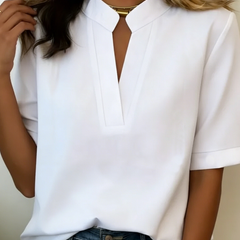 Josie | Women's Short Sleeve V-Neck Blouse – White