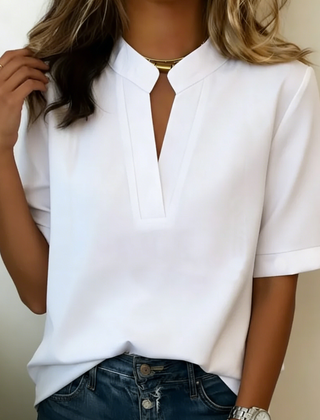 Josie | Women's Short Sleeve V-Neck Blouse – White