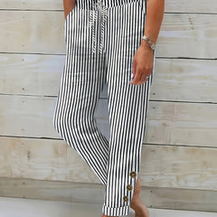 Isla | Women's Striped Pants with Flowing Fit – Black