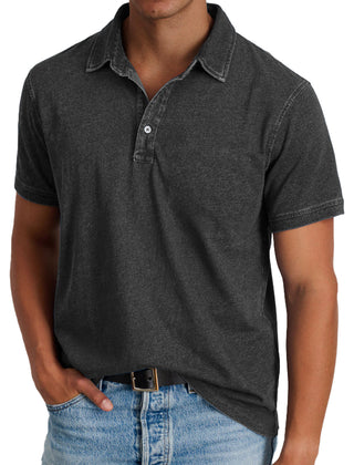 Harvey | Men's Classic Polo with Button Placket – Black