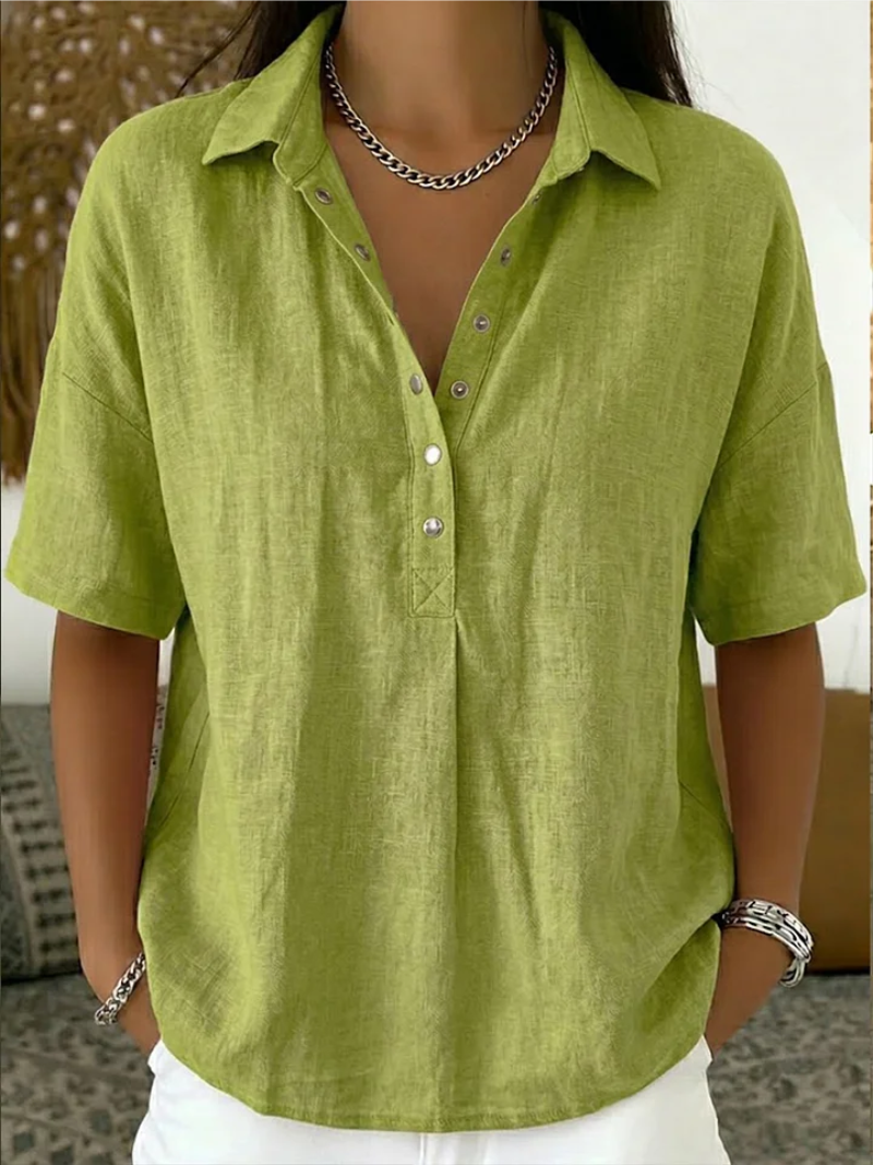 Daphne | Elegant Short Sleeve Blouse – Green