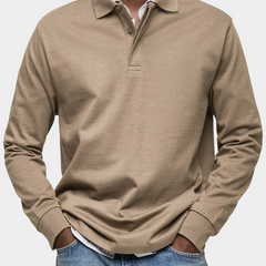 Angus | Classic Long Sleeve Polo – Khaki