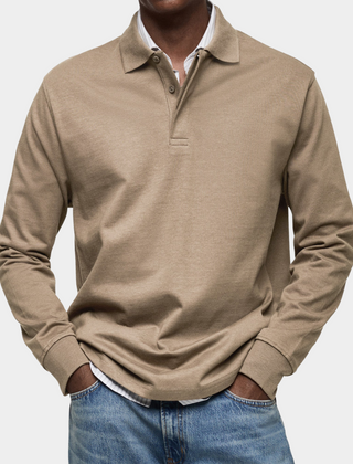 Angus | Classic Long Sleeve Polo – Khaki