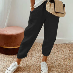 Elsie | Women's Flowing Pants with Elastic Waist – Black