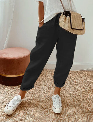 Elsie | Women's Flowing Pants with Elastic Waist – Black