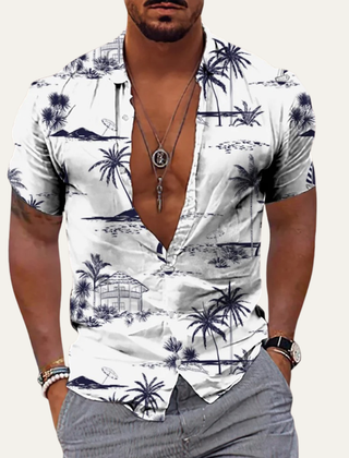 Flinn | Men's Soft Hawaiian Floral Shirt for Holidays – White