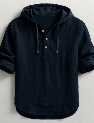 Nash | Linen Shirt with Hood – Black