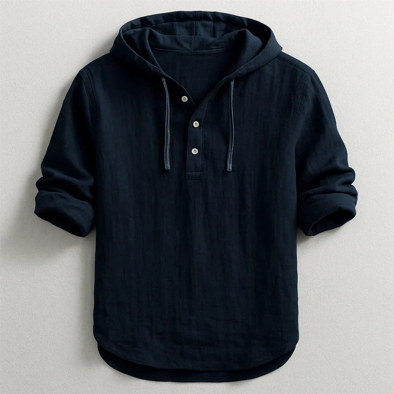 Nash | Linen Shirt with Hood – Black