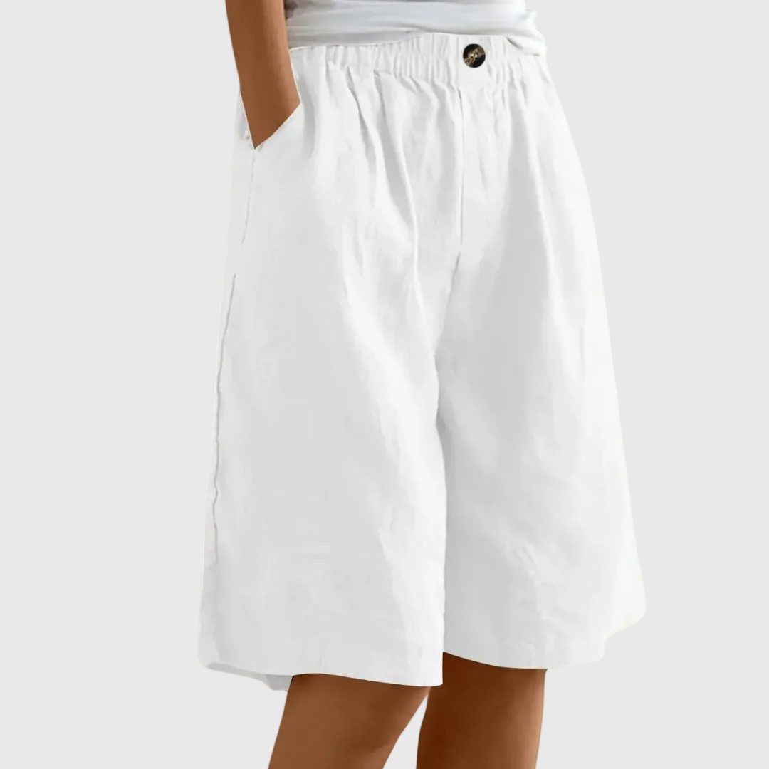 Bijou | Wide Shorts with Elastic Waist – White
