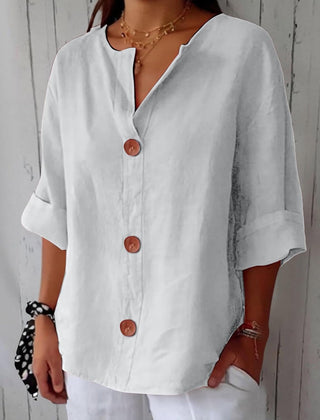 Adeline | Women's V-Neck Everyday Blouse – White