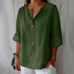 Adeline | Women's V-Neck Everyday Blouse – Green
