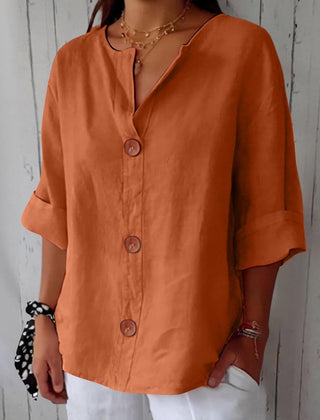 Adeline | Women's V-Neck Everyday Blouse – Orange