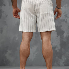 Gus | Pinstripe Beach Shorts with Elastic Waist