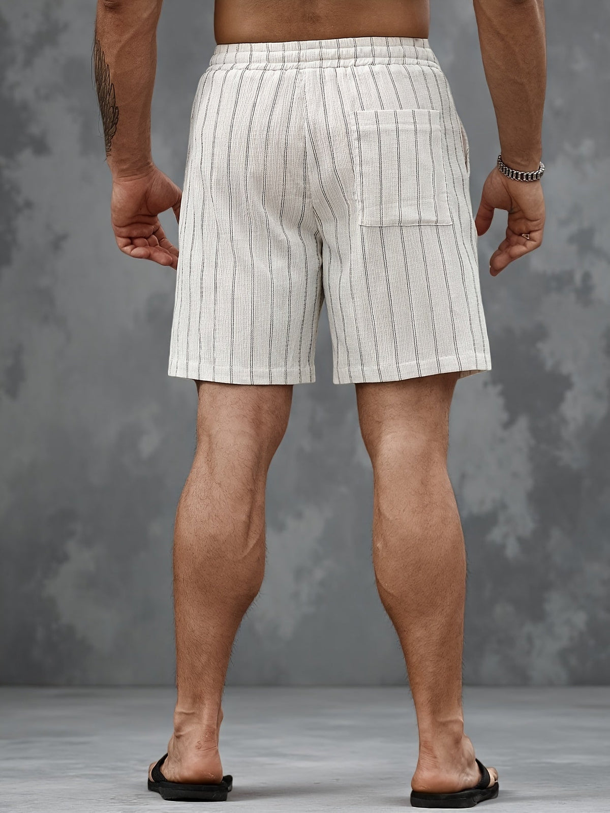 Gus | Pinstripe Beach Shorts with Elastic Waist