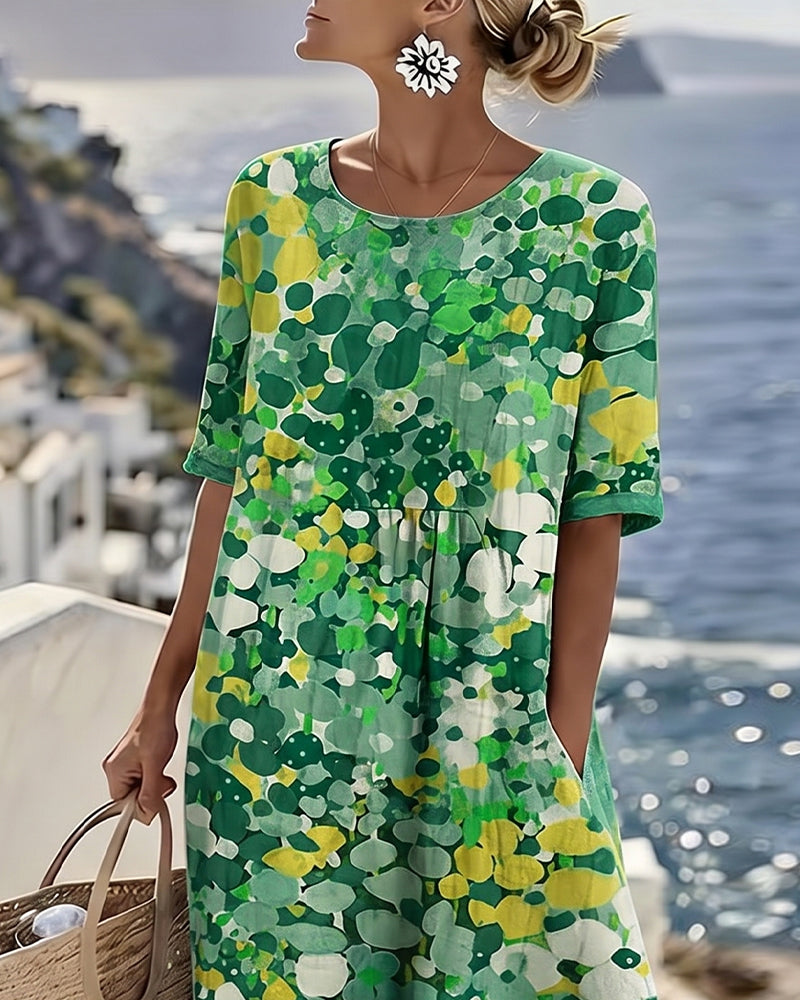 Mirabel | Floral Print Linen Midi Dress