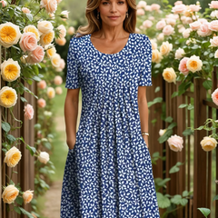 Rosabel | Elegant Floral Dress with Soft Coverage – Blue Floral