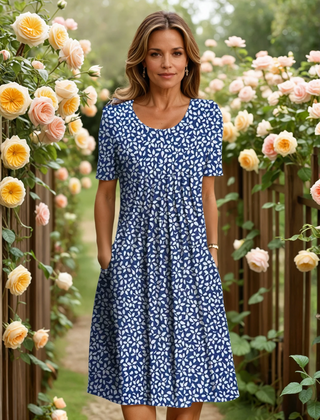 Rosabel | Elegant Floral Dress with Soft Coverage – Blue Floral